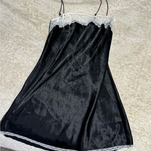 Victoria's Secret Black Chemise with White Lace